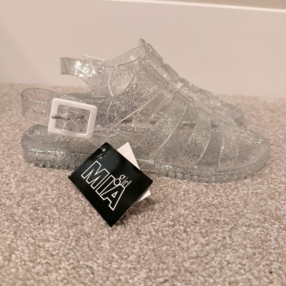 MIA Girl women’s clear silver glitter jelly sandals
